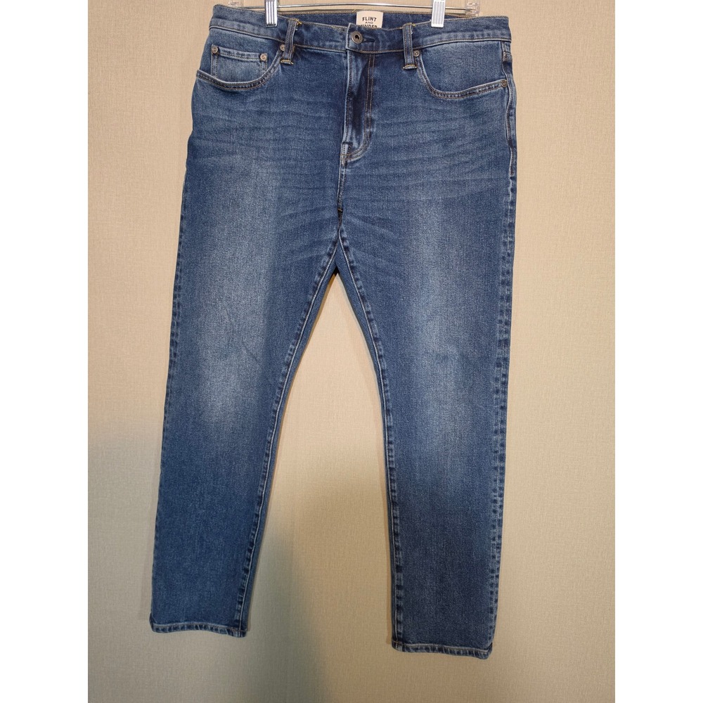 Flint and Tinder Mens Straight Leg Jeans Blue Medium Wash 32x30